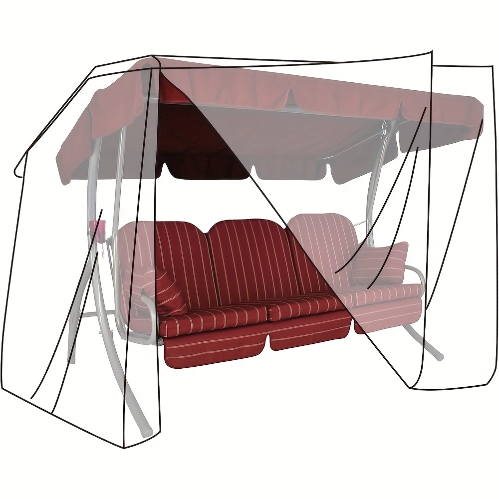 Image of 1pc Garden Swing Seat Protective Cover, Garden Furniture Cover, Made Of Polyethylene Fabric, Tear-resistant, Uv-resistant, Cold-resistant, Heat-resistant, For Garden Furniture, Convenient For Storage
