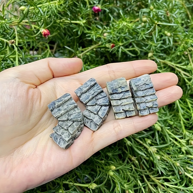 Image of 4-pack Miniature Resin Faux Stone Stairs, Multi-shape Scenic Bonsai Staircase Ornaments, Diy Home & Garden Decor, Indoor & Outdoor Use, No Power Required