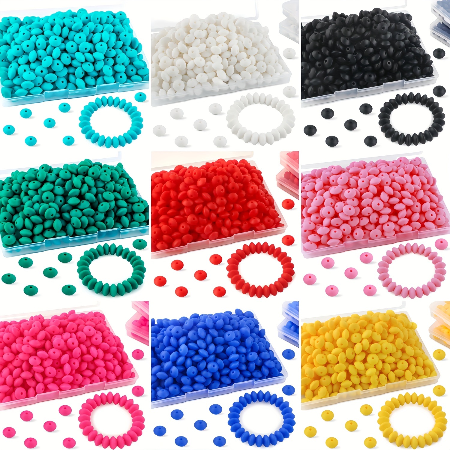

Bulk Piece Of 30/100/200 Pcs 12mm Silicone Lentil Beads - Versatile Crafting Beads For Diy Keychains, Necklaces, Bracelets & Pen Decorations