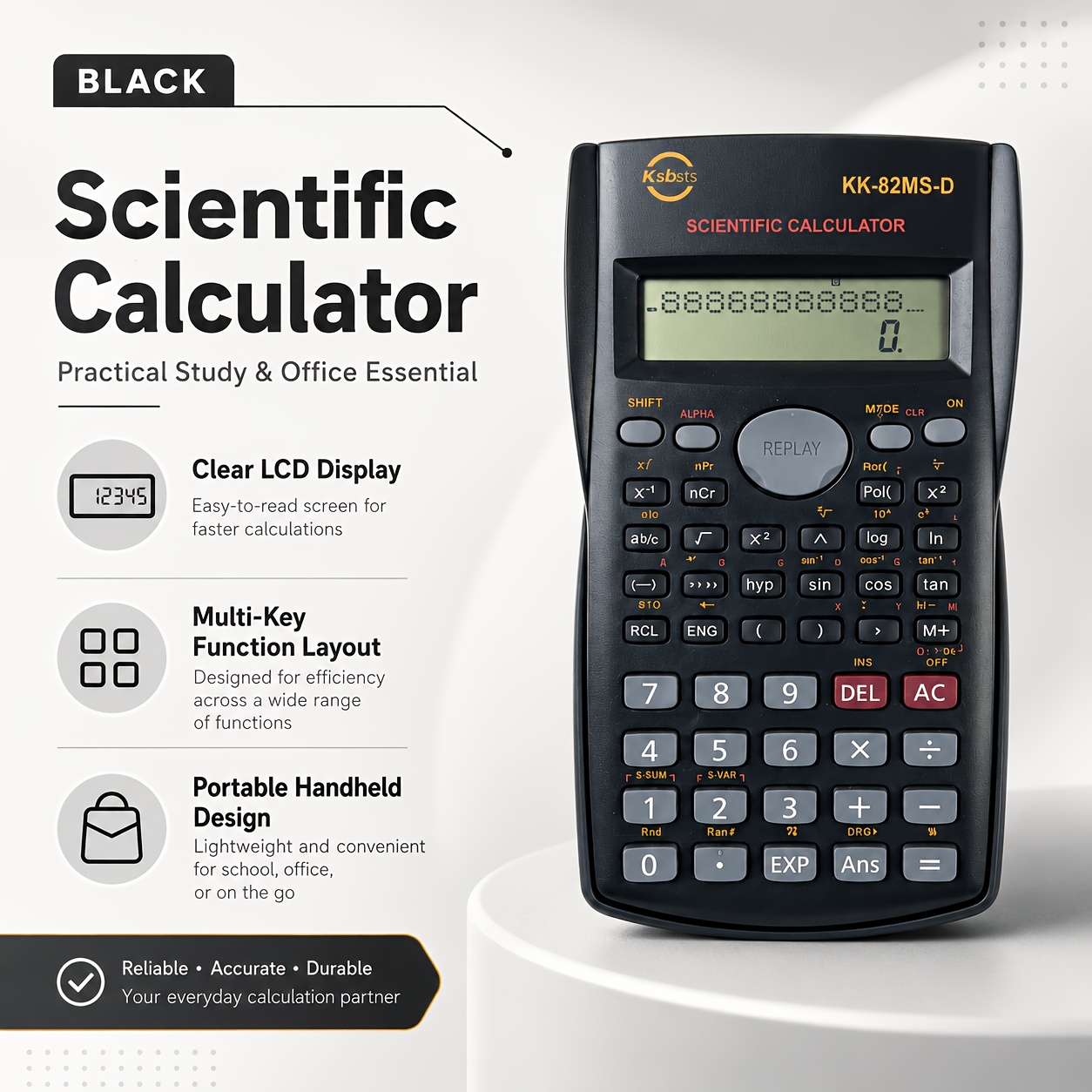 TEMU Scientific Calculator, 240+ Calculator With Large Lcd Display, Portable Math Calculator For School College Office, Algebra Geometry Statistics