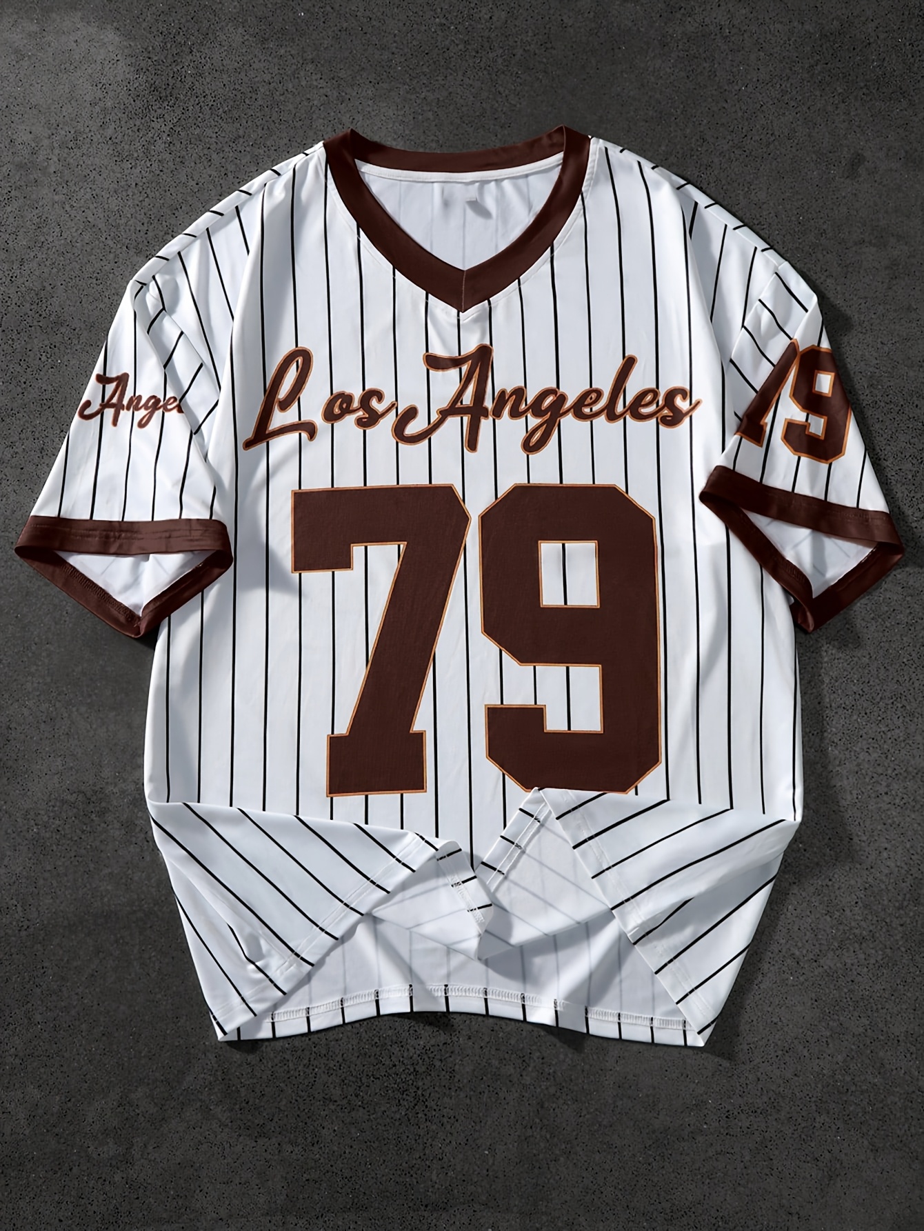 men's casual los angeles baseball jersey t shirt white black