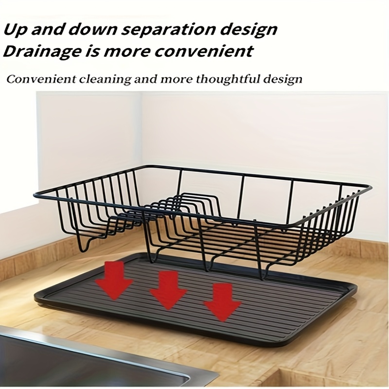 1pc metal 1 2 layer bowl dish rack space saving countertop organizer with drain basket chopsticks holder cutlery storage for   kitchen sink areas contemporary kitchenware   water drainage Product details 3