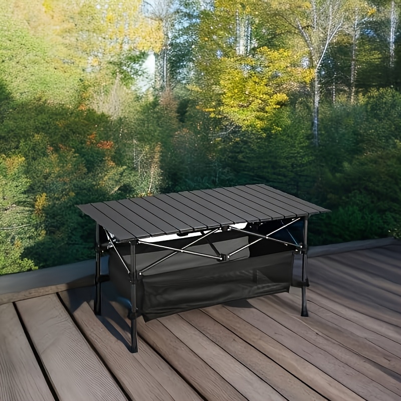 Lightweight Aluminum Folding Camping Table Portable Roll-Up Design for Outdoor, Camping, Beach, BBQ, Patio, And Picnic, Durable & Waterproof with Carrying Bag