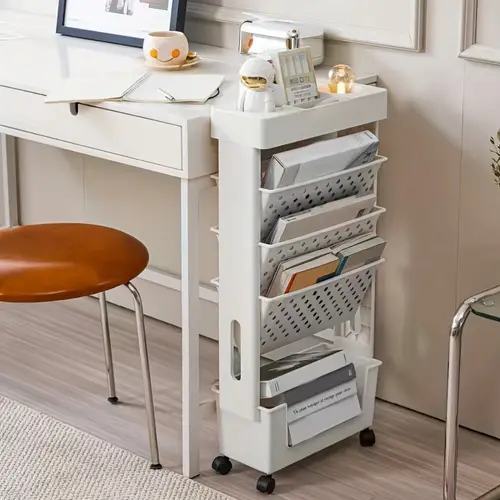 carrito organizador de plástico de varios niveles con ruedas, carro de almacenamiento móvil que para libros, suministros y esenciales