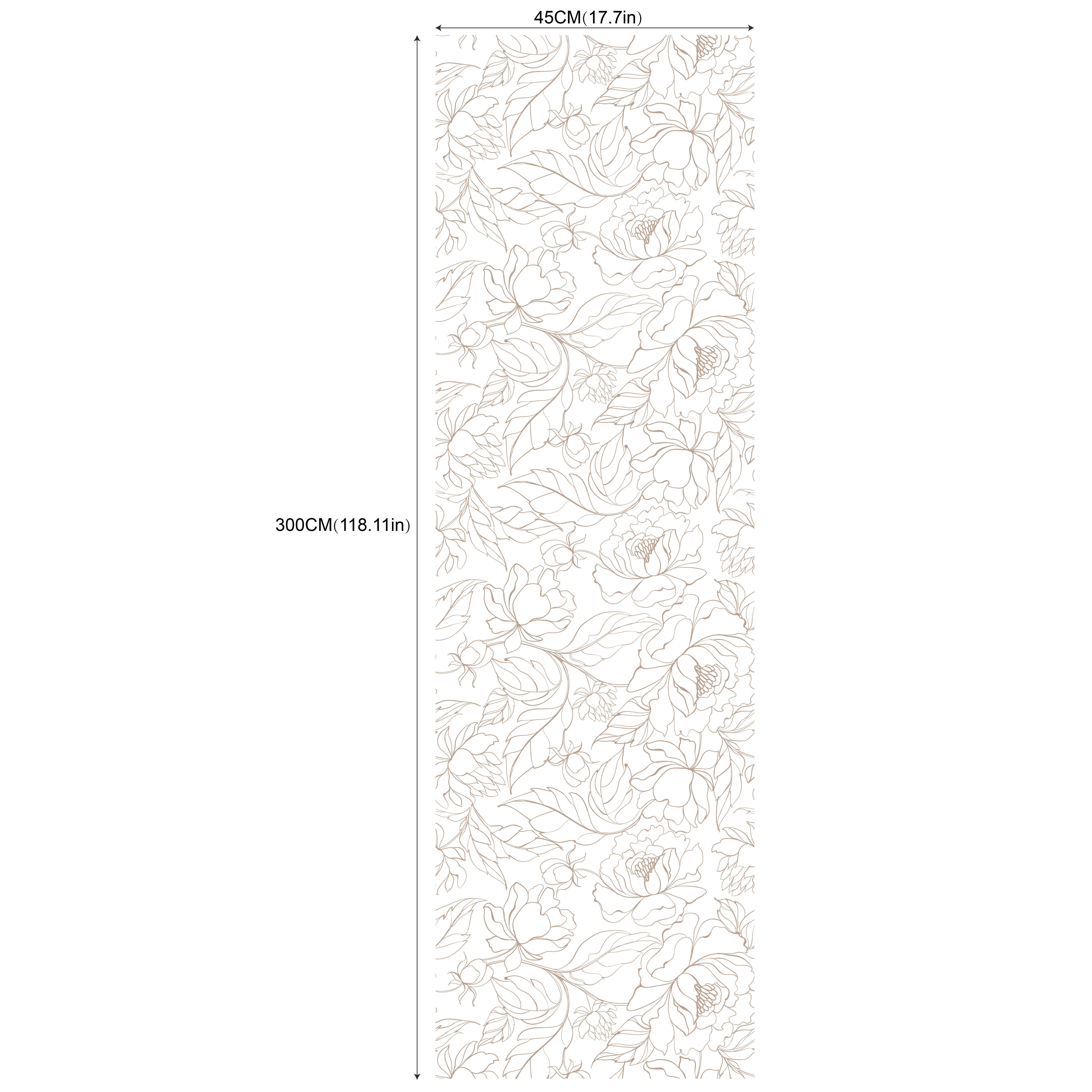 Elegant Floral Wallpaper - Waterproof, Removable Vinyl Mural, 17.7"x6.5/9.8' - Easy To Apply Artistic Flowers Design For Home Decor, Perfect For Living Room & Bedroom, Room Decor