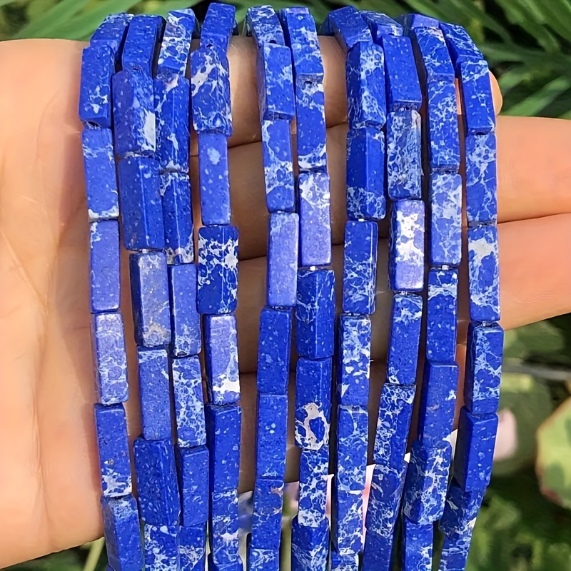 

29pcs Annebeads Blue Lapis Beads, 4x13mm - Natural Stone Rectangular Beads For Making, Necklace & Bracelet Crafting Supplies