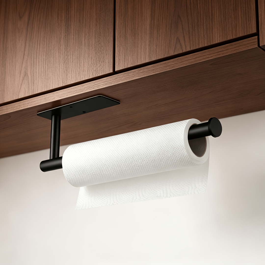 TEMU A Single Unit Of A Paper Towel Holder Designed For Under Cabinets , Made From Sus304 Stainless Steel And Mounted On The Wall Using Either