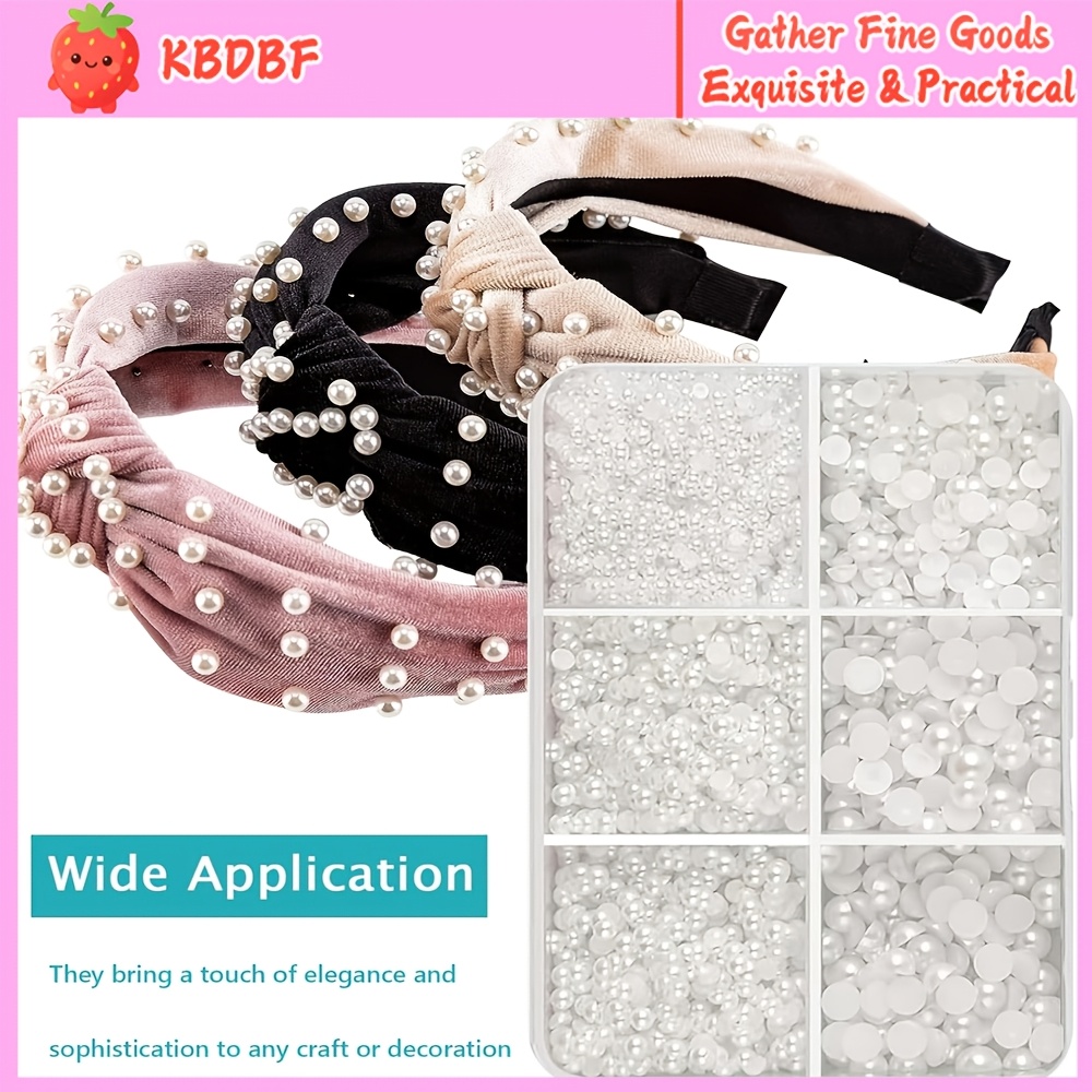 Image of 7600pcs Flat Back Pearl, Half Round Flat Back Beads, Half Round Pearls For Jewelry Making Crafting Necklaces Bracelets Earrings Rings Jewelry Making Supplies (1.5/2/2.5/3/4/5mm)