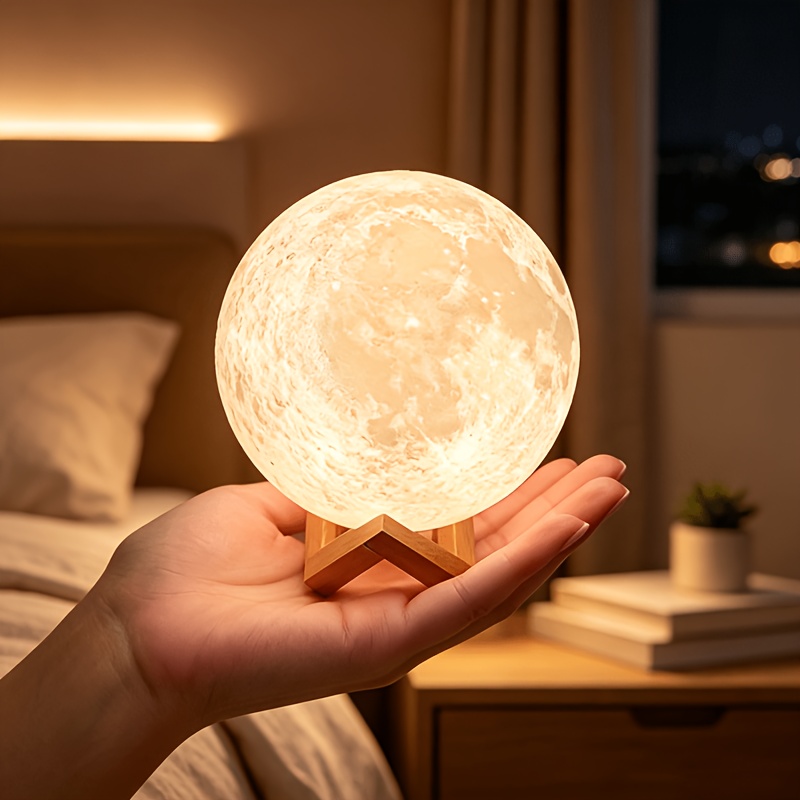 Image of Compact And Portable Lunar Lamp, Warm And Soft Decorative Lamp, Suitable For Bedrooms, Living Rooms, And Study Rooms. An Ideal Creative Gift For Christmas, Valentine's Day, Halloween And Festivals.