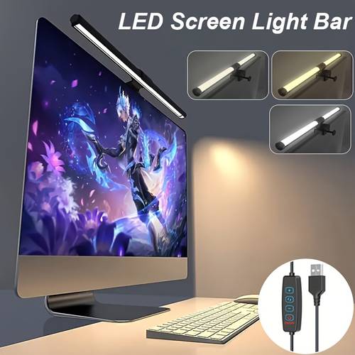 3 color led adjustable brightness color temperature usb desk lamp for office gaming and home theater led screens adjustable usb sleek led lamp