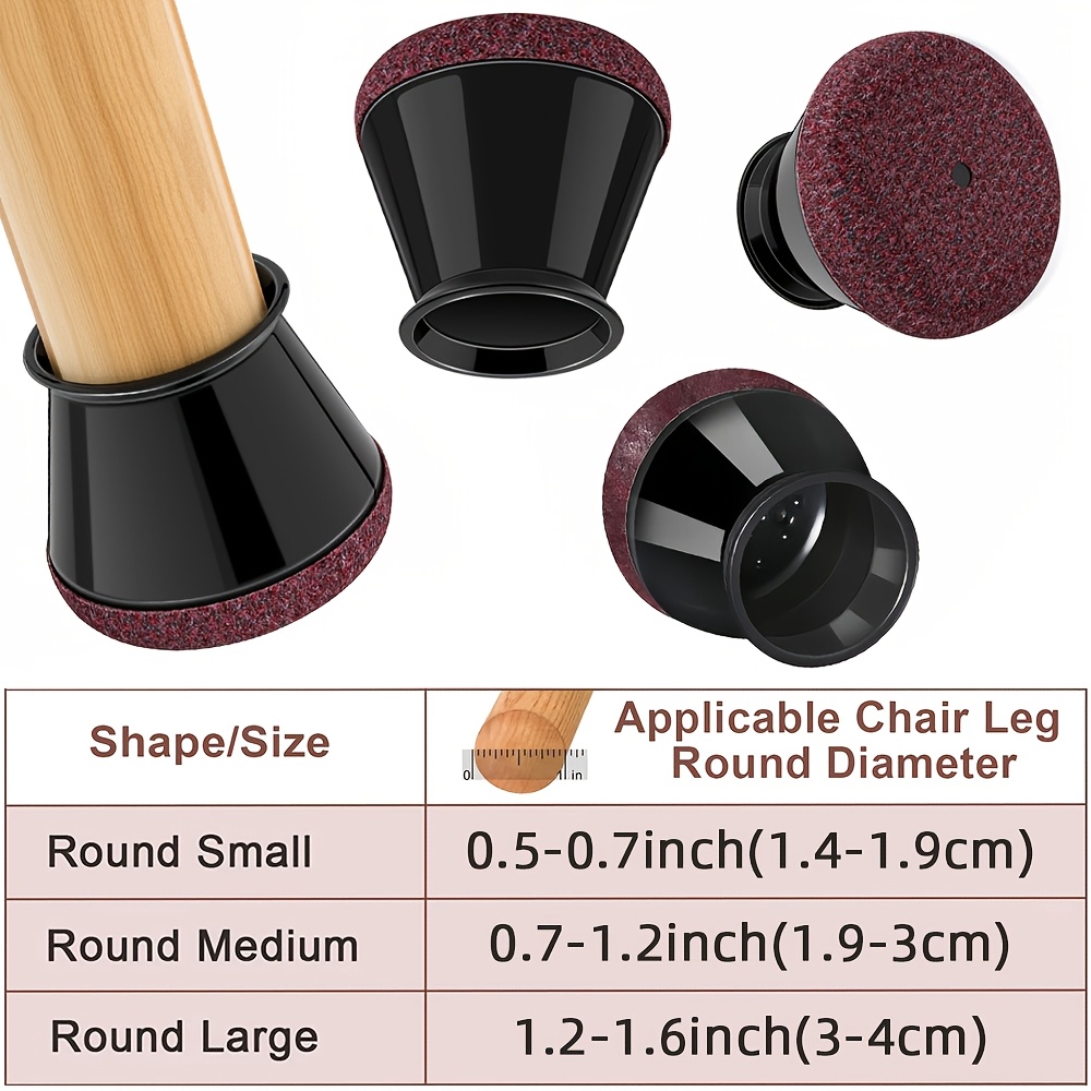 24-pack Dual-shape -purple Extra-thick Felt Furniture Leg Caps - Sliders For Durability, Non-slip Chair Leg Covers, Scratch-resistant Protectors, Suitable For Metal And Wooden Legs