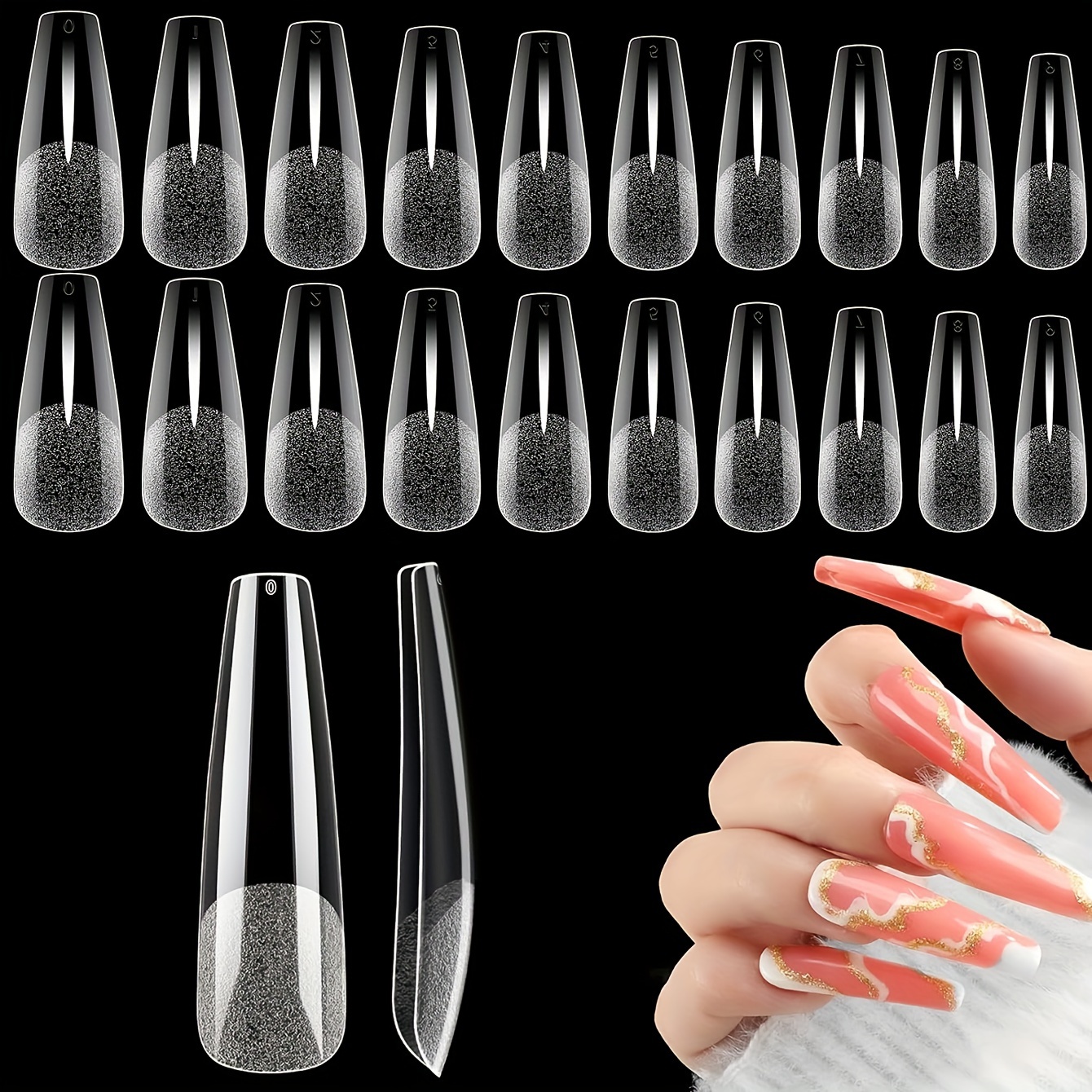 

120pcs Extra Long Coffin Nail Tips Xxl Soft Gel Pre-shaped Press-on Nails, No C-curve Full Cover Ballet Dancer Nail Tips, Transparent Fake Nails, Acrylic Soak-off For Diy Salon, 12 Sizes