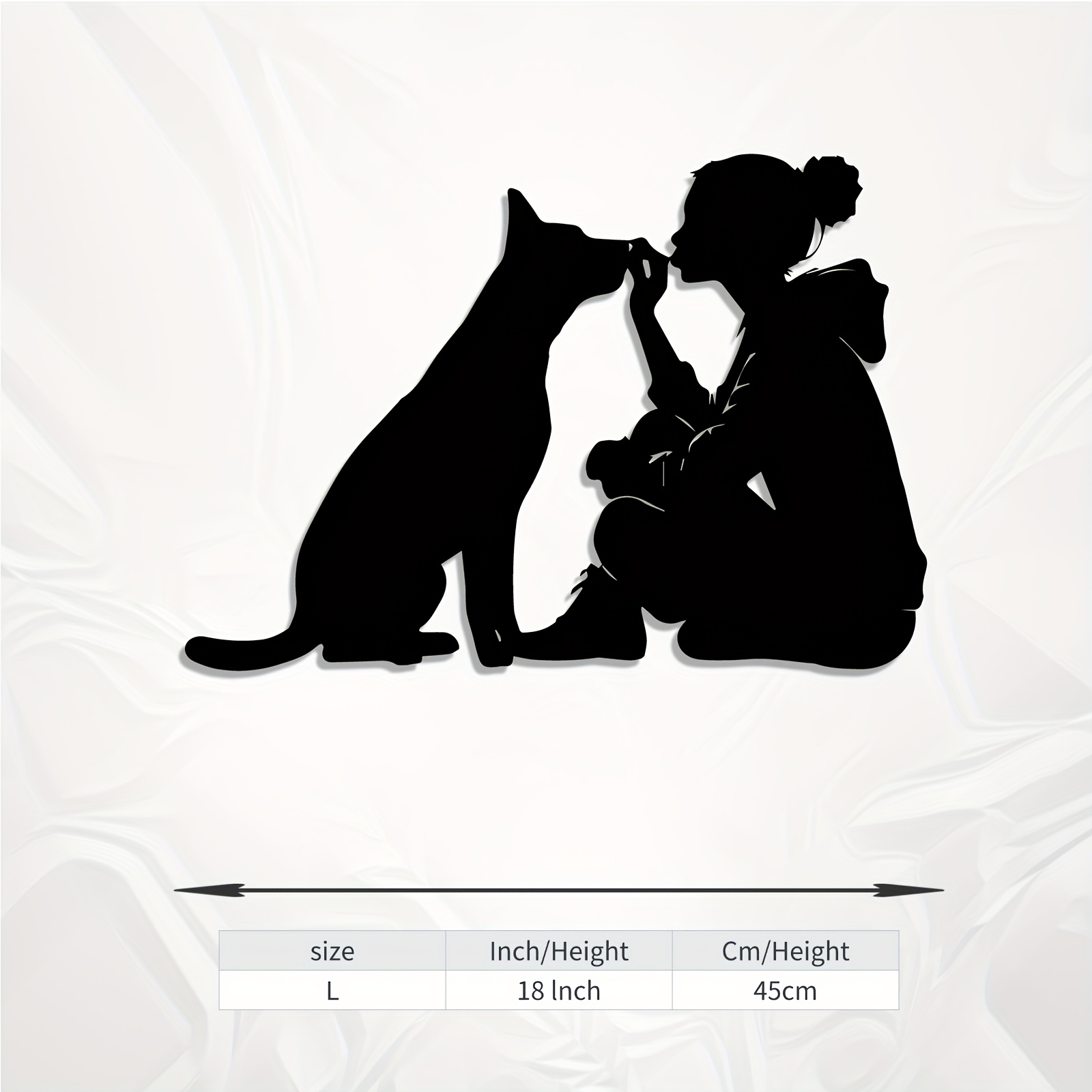TEMU 1pc Of Metal Wall Art Featuring A Silhouette Of A Girl And A Dog, A Mural Statue Perfect As A Gift For New Year, Easter, Or Love Pets. This