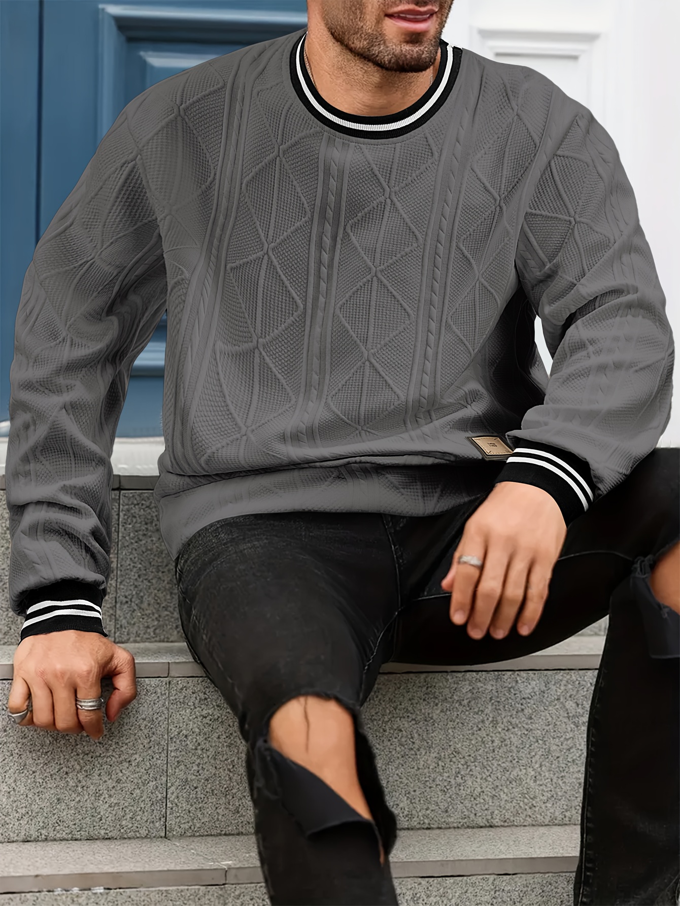 sudadera oversize de cuello   para hombre con estampado geométrico   -   texturizado 3d,   larga casual streetwear, lavable a máquina y   en capaspara looks diarios o formales,   masculina con   , corte   y diseño estructurado,   para usar solo o encapadas, pantalones, zapatos para hombres, ropa para hombres, zapatos para hombres suéteres, pantalones para hombres, zapatos para hombres 0