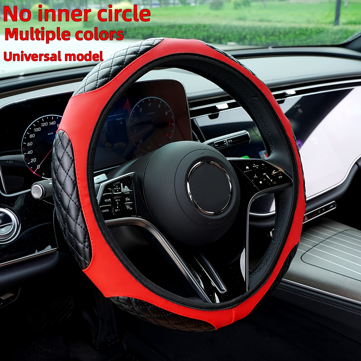 TEMU para volante de cuero PU de dos Bubble, compatible con volantes de -15 pulgadas, con agarre antideslizante, elástica para volante adecuada para
