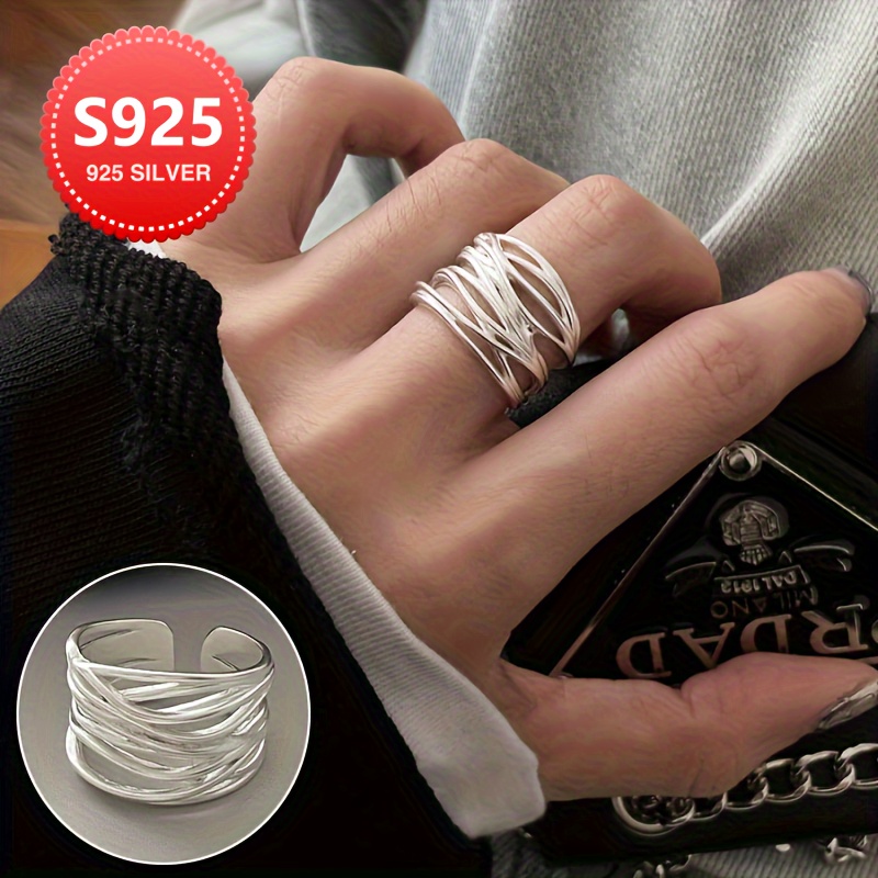 

925 Sterling Silver Adjustable Open-ended Ring With Rope Design, Suitable For Daily Wear Or Gift Giving, Compatible With All Occasions