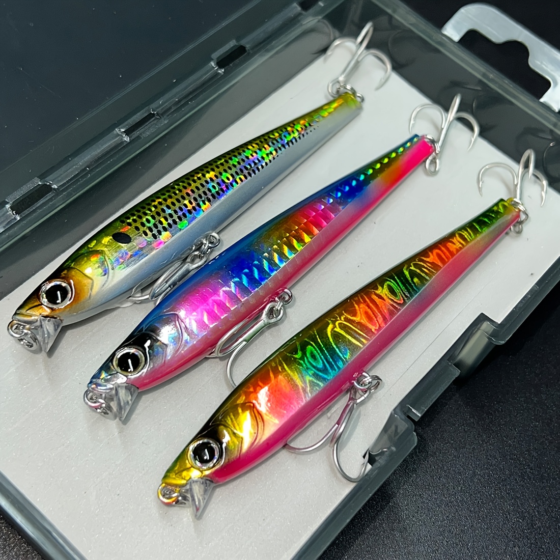 

Ensemble de Leurres de Pêche de Haute Qualité, 3pcs - Ménins Coulants à Longue Portée avec Revêtement Laser, 31g, Distance de 100m, Appâts pour Thon et Marlin, Couleurs Mélangées, Appât de Pêche