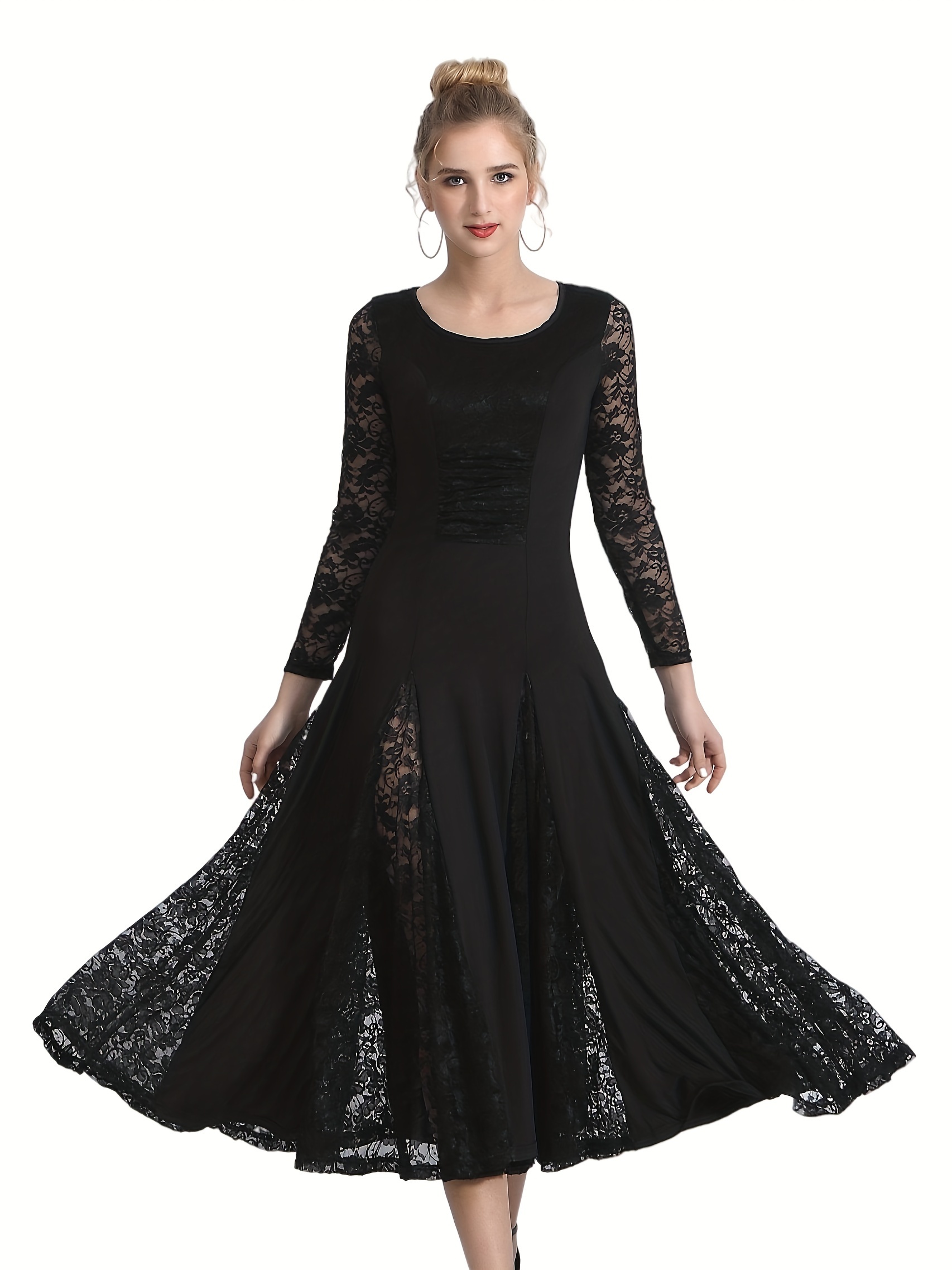 lace wedding dresses long Luxurious Lace Beading Long Sleeves A-Line Pleated Tulle Wedding Dress main image 1