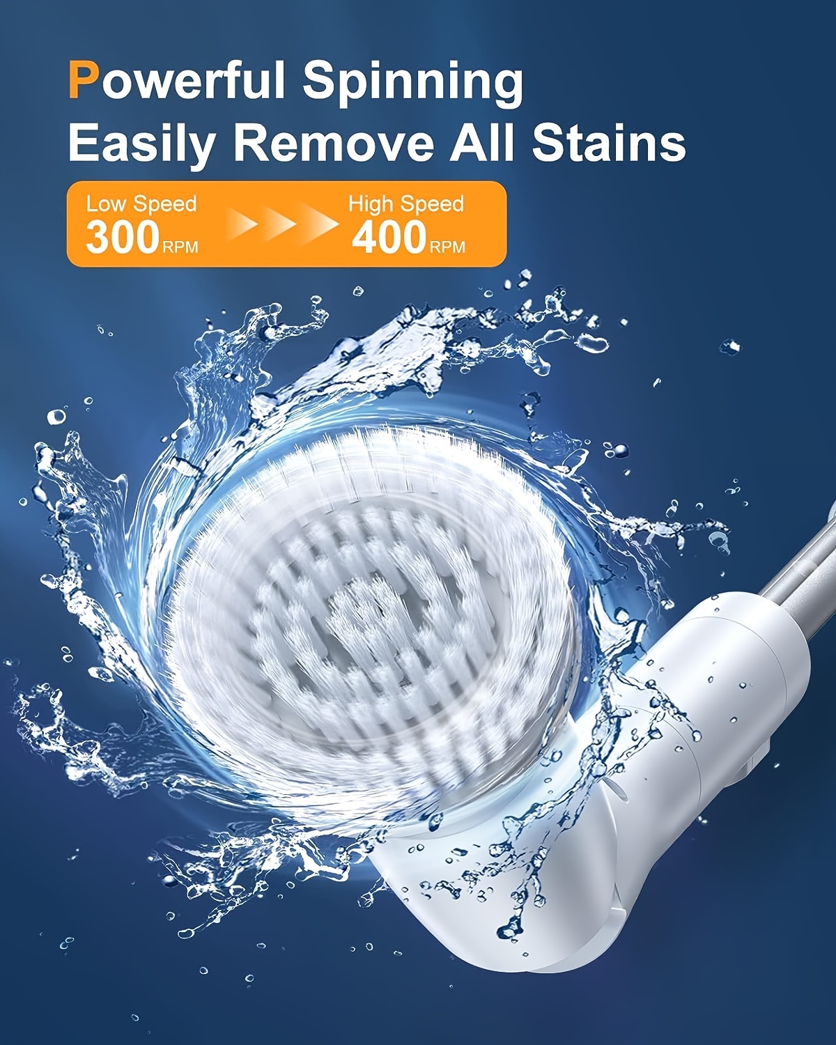 1set electric cleaning brush rotating floor cleaner electric rotating cleaner 6 replaceable brush heads and adjustable telescopic handle 360 wireless cleaning brush for bathrooms bathtubs and tiles usb c charging cable rotating cleaning brush details 2