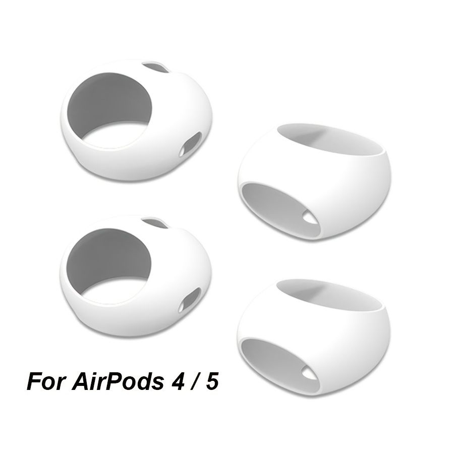 TEMU 4pcs Silicone Ear Tip Covers For Airpods 4/for Airpods 5 | Case-compatible Design, Anti-slip And Anti-scratch |