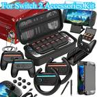 suitable for switch 2 accessory gift set halloween thanksgiving black friday christmas new year holidays gifts for men and women large capacity durable storage case portable travel case steering wheel 2 joycon covers 2