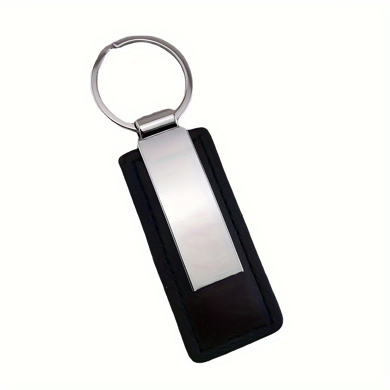 

Customized Metal Long Strip Keychain, Creative Minimalist Pu Leather Car Keychain, Pendant Laser Logo Gift Key Ring (customized Content, 10 Words Per Line, Limited To 2 Lines)