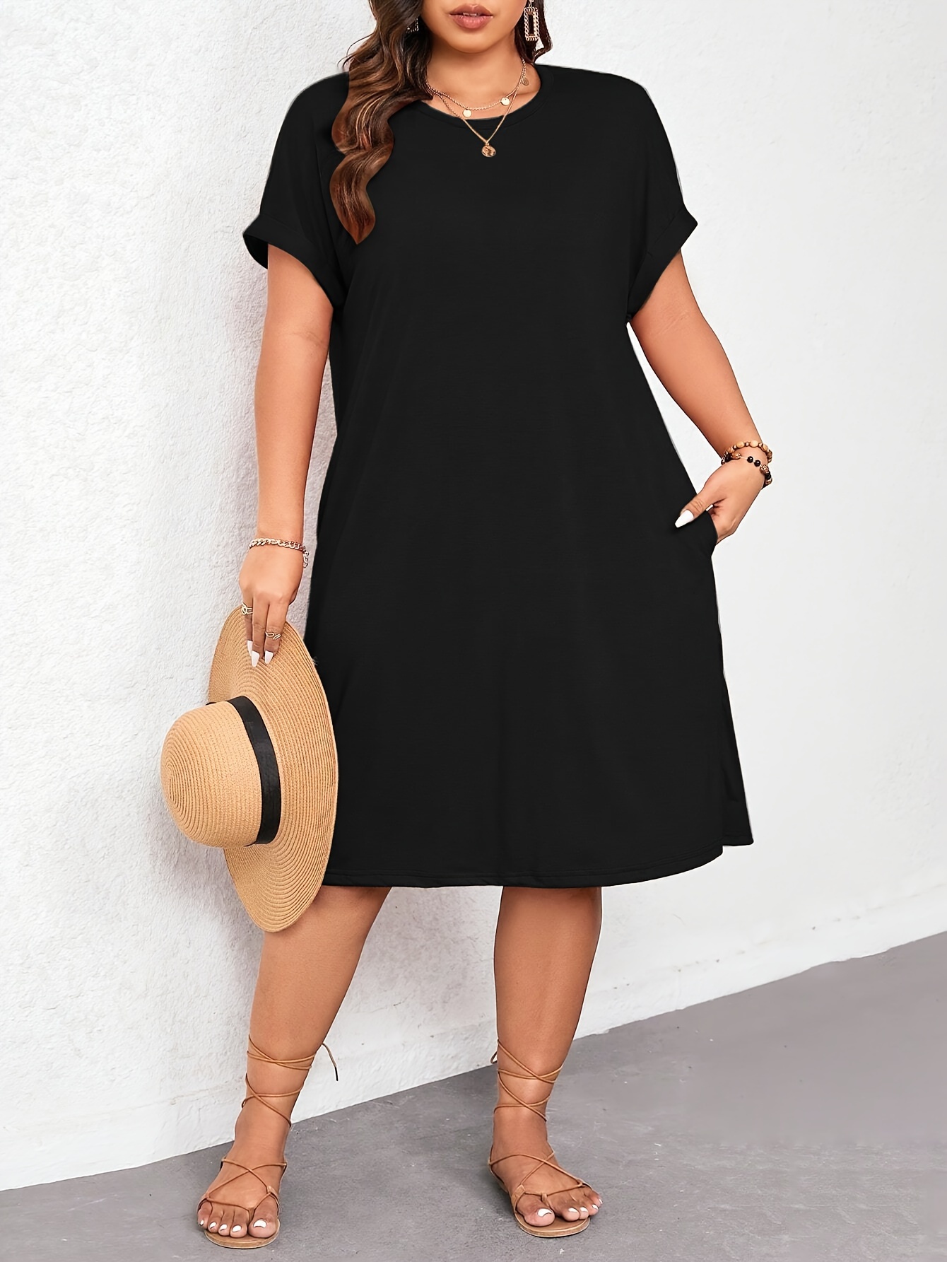 princess polly baby blue dress Fitted T-Shirt Dress In Black – Victoria Beckham UK main image 1