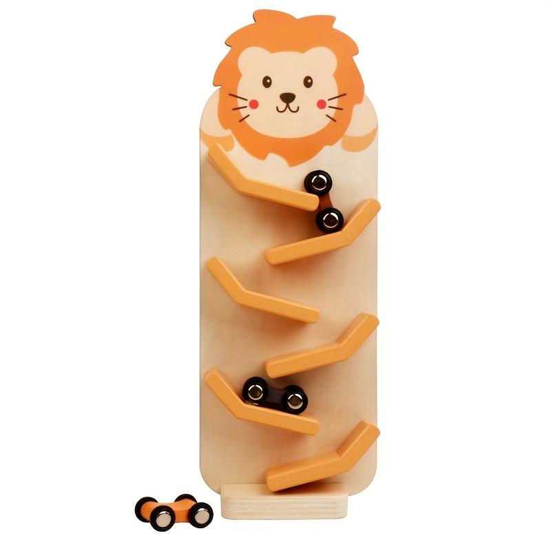 Image of Wooden Animal Sliding Rail Car, Track Glider Themed Gravity Toy Set, Educational Wooden Six-layer Rapid Gliding Track Car Toy Car For ' Birthday Homecoming Season Christmas Gif