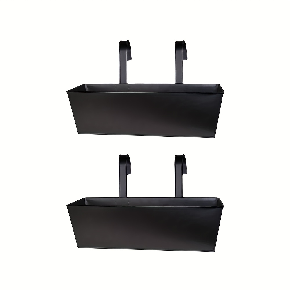 E-shop 2 Stück/4 Stück Hochleistungs-Hängepflanzkästen, 16 Zoll Metall-Geländer-Pflanzenbox mit abnehmbaren Haken – Ideal für Balkon, Geländer &