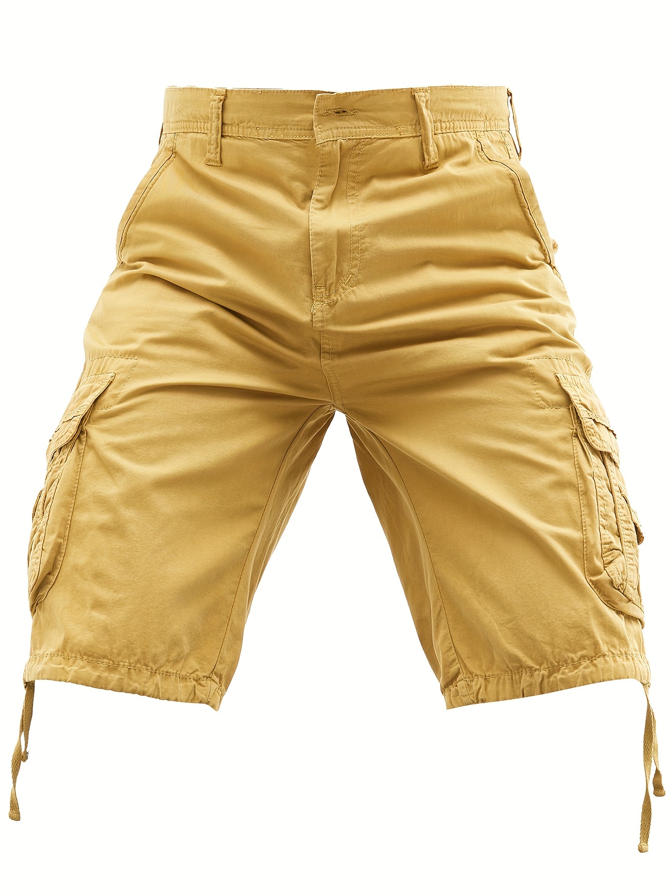 men's casual solid cotton cargo shorts side pockets summer