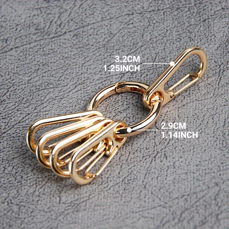 Image of Metal Creative Keychain With 5 Spring Clips, Featuring A Minimalist And Stylish Round Ring Design, Perfect For Keychains, Backpack Additions, And Portable Handheld Items