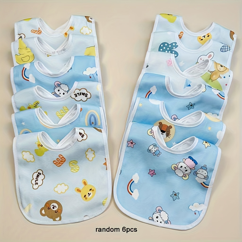 Image of 6pcs/set Baby Cartoon Drool Bib Newborn Soft Feeding Bib Toddler Bib For Girls Boys