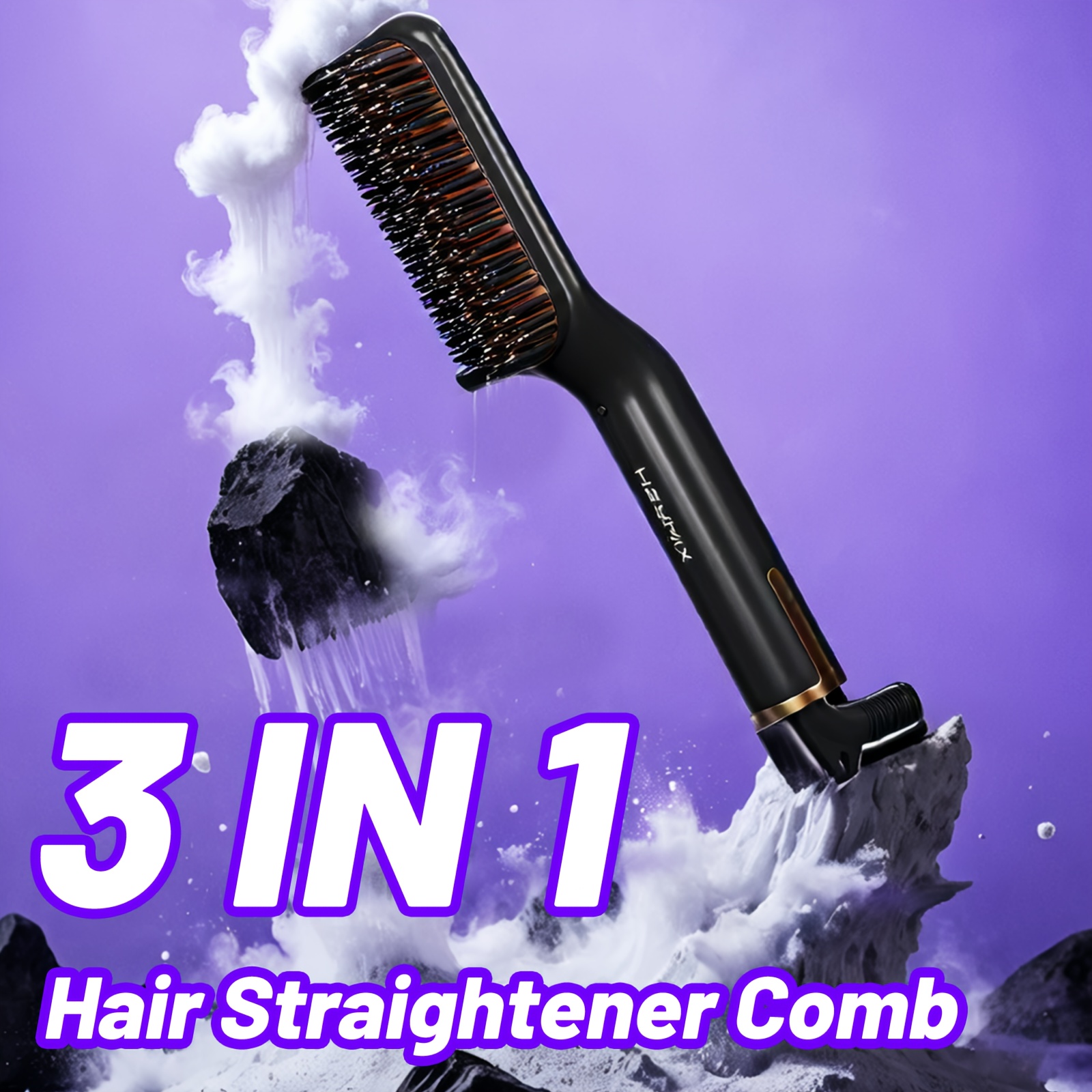 TEMU 1pc Professional 3-in-1 Hair And Comb, Electric Styling Brush For Men, 220-240v Power Supply, Australian , No Battery Required