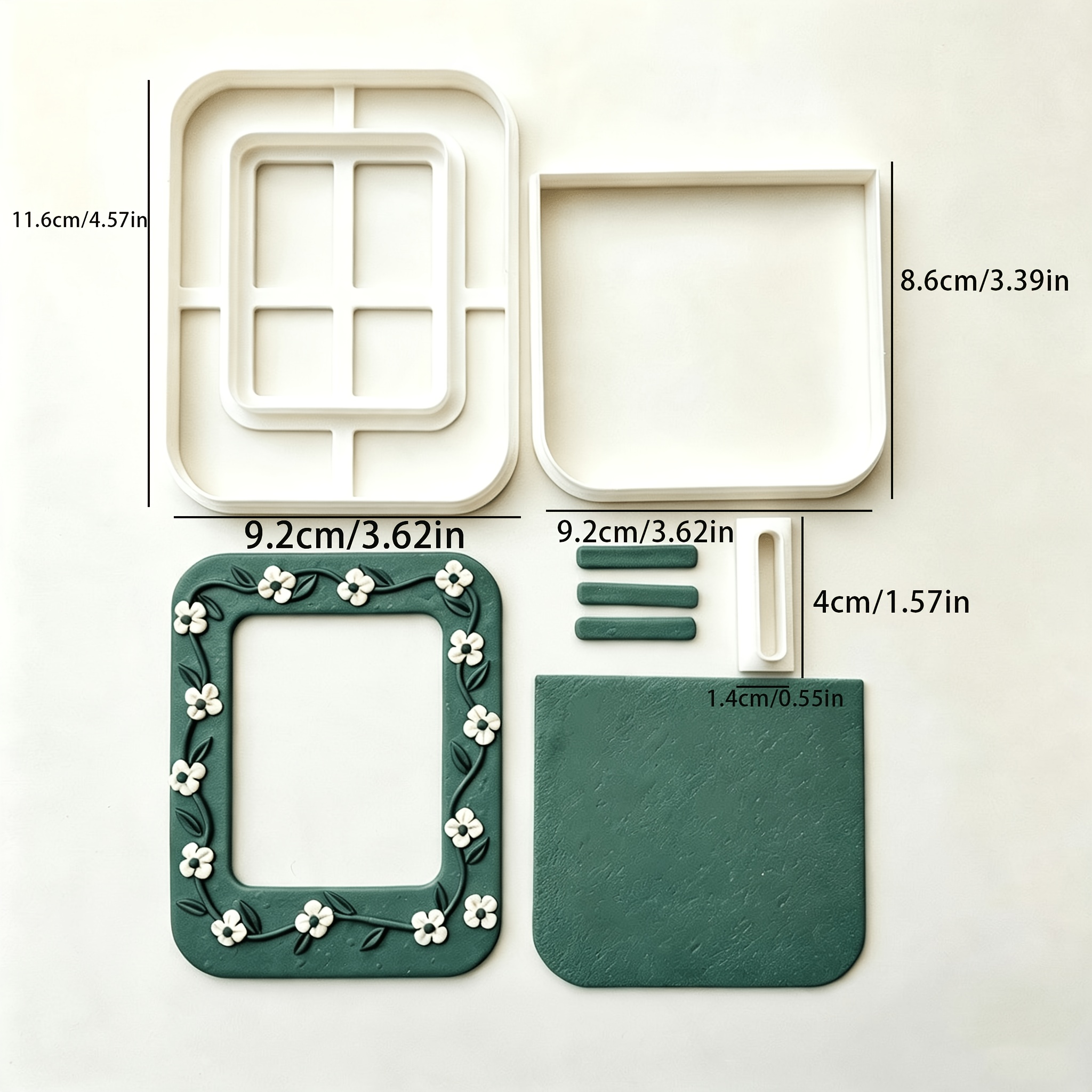 TEMU Set d'outils en pour mini cadre photo Polaroid, moules de pour pâte à modeler DIY, moules artisanaux 2-en-1 pour cadres photo Fujifilm Instax