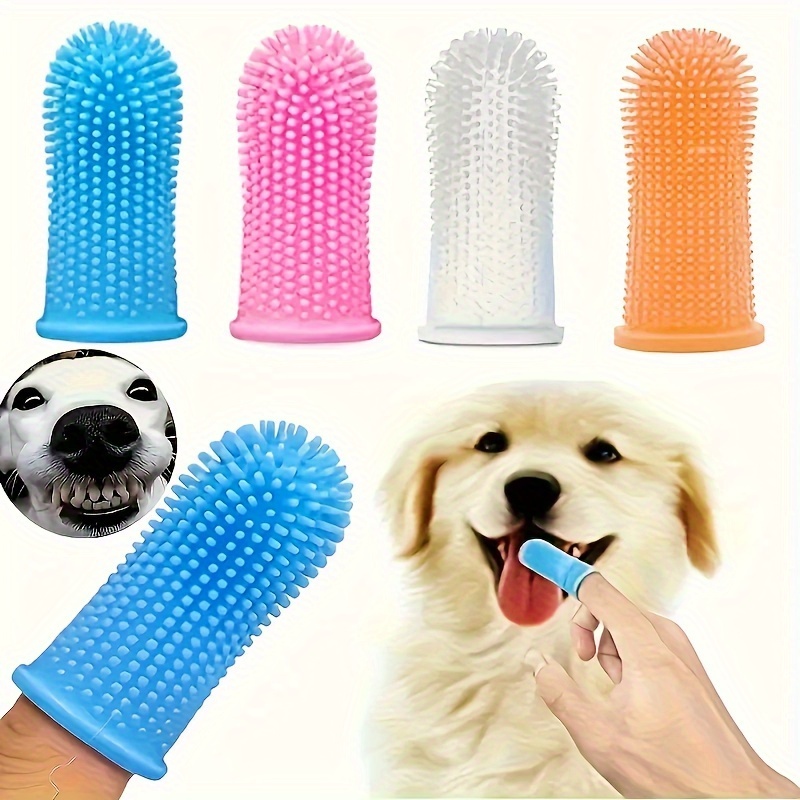 

Soft Silicone Dog Toothbrush Set, Gentle And Non-toxic, 4-pack For Small Dogs And Cats, Easy To Clean And Recyclable