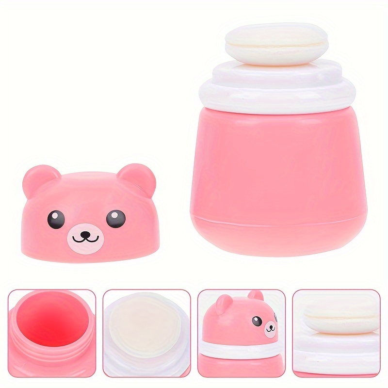 1/2 Pcs Cartoon Bear Powder Puff Box Fluffy Body After Bath Powder Case  Makeup Cosmetic Talcum Powder Container for Home Travel