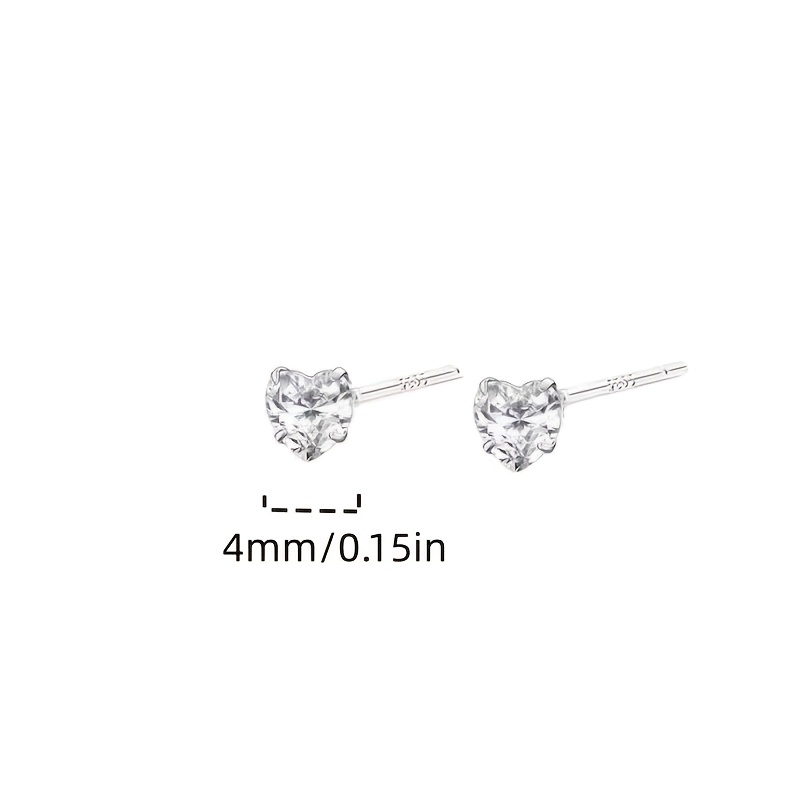 Image of S925 Silver -shaped Synthetic Synthetic Zirconia Super Sparkly Stud Earrings/cartilage Earrings, , Hypoallergenic, 0.3g/0.4g/0.5g