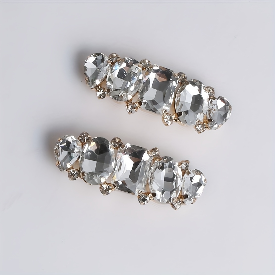 TEMU 2pcs White Artificial Rhinestone Shoe Clips - Detachable Diy Shoe Charms With Design For Sneakers, Boots, Casual & Party Wear - Christmas,