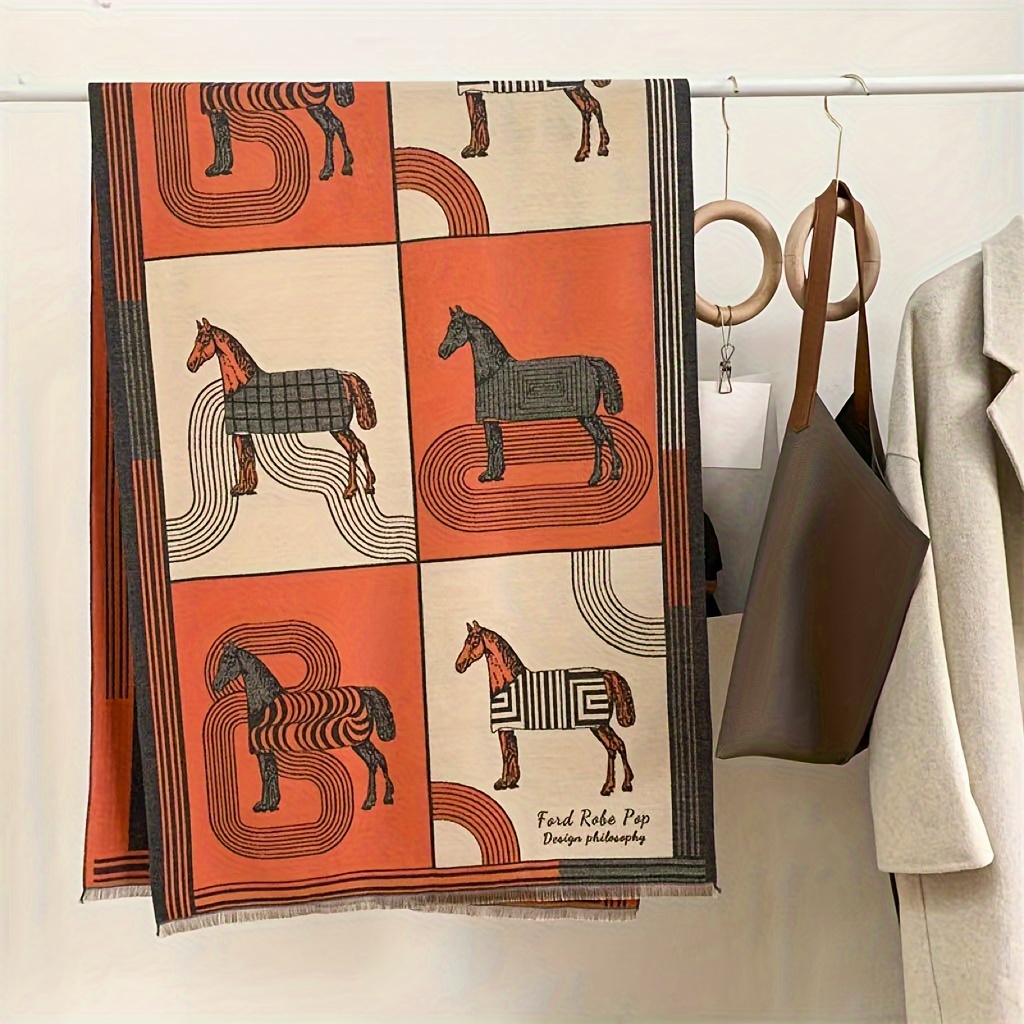 

Festive Animal Print Scarf: Warm, Decorative, And Stylish For Casual - Women' Accessory