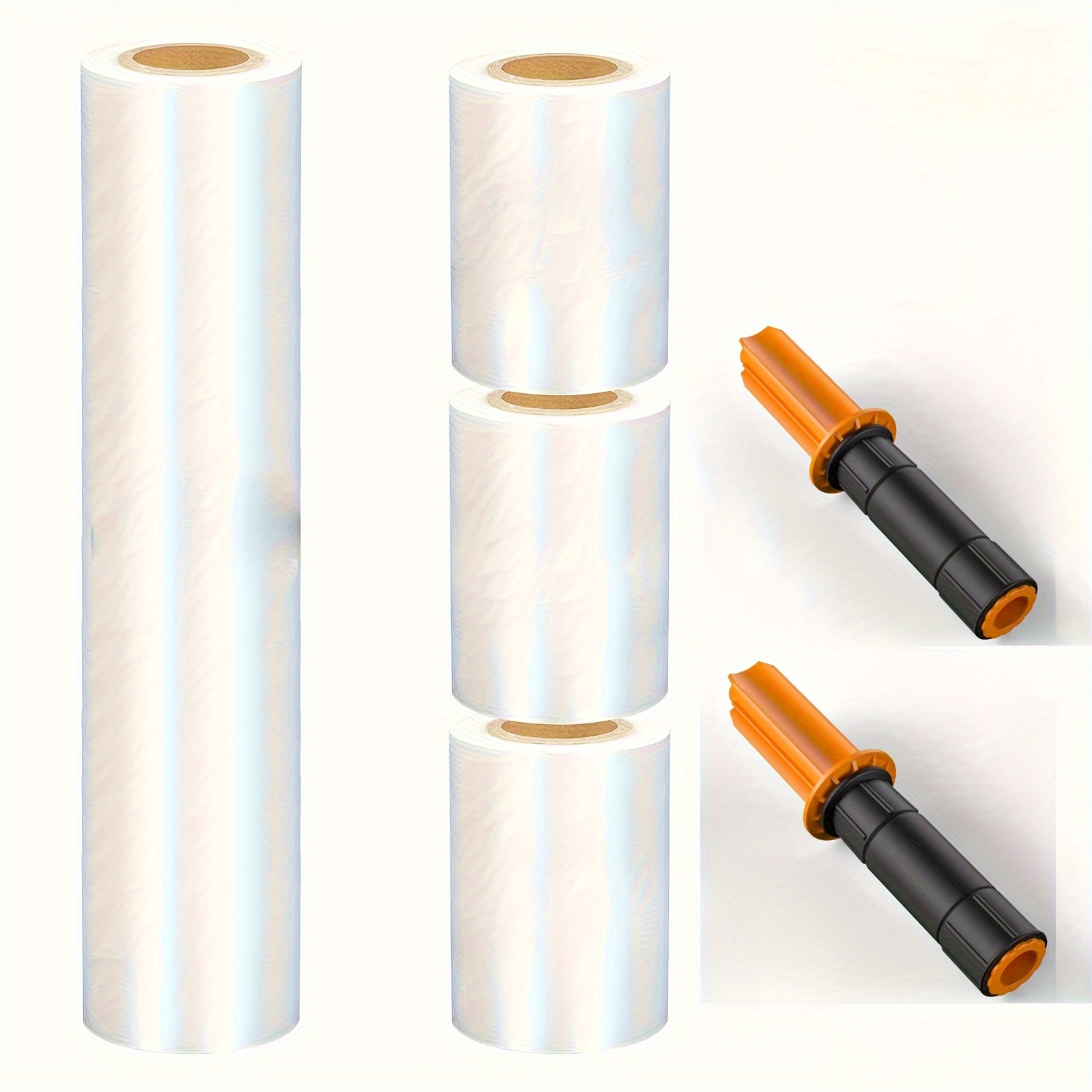 

Stretch Film Roll Stretch Wrap, Industrial Strength Clear Plastic Wrap With Handles For Pallet Wrapping Shipping Moving (1roll 15in And 3rolls 5in 1000ft 60 Gauge )