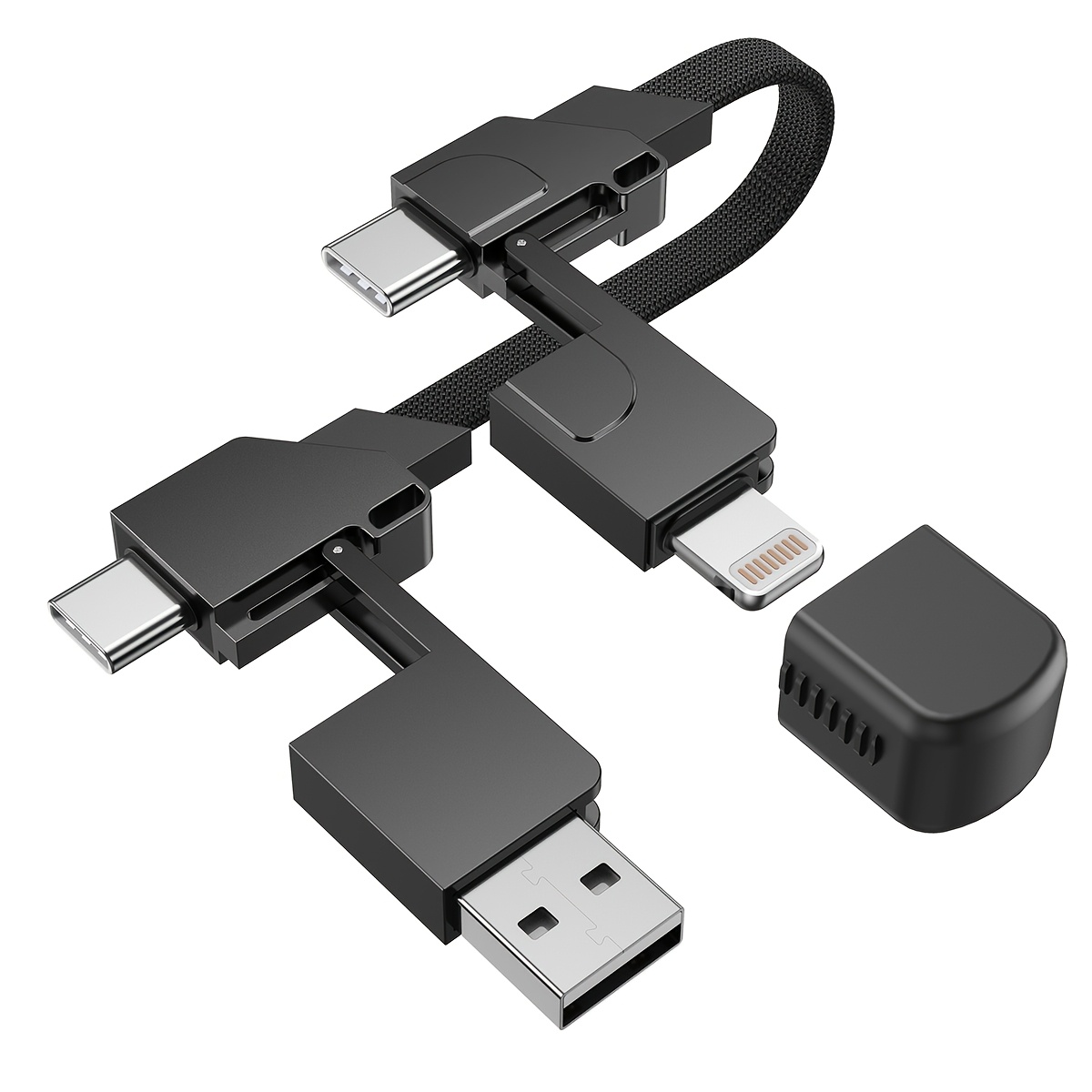4-in-1 Ultra-fast Charging Cable, Multi-interface For Iphone, For , For Huawei, Usb C Charging And Data Sync Cable. Compact And Portable, Designed For Power Banks