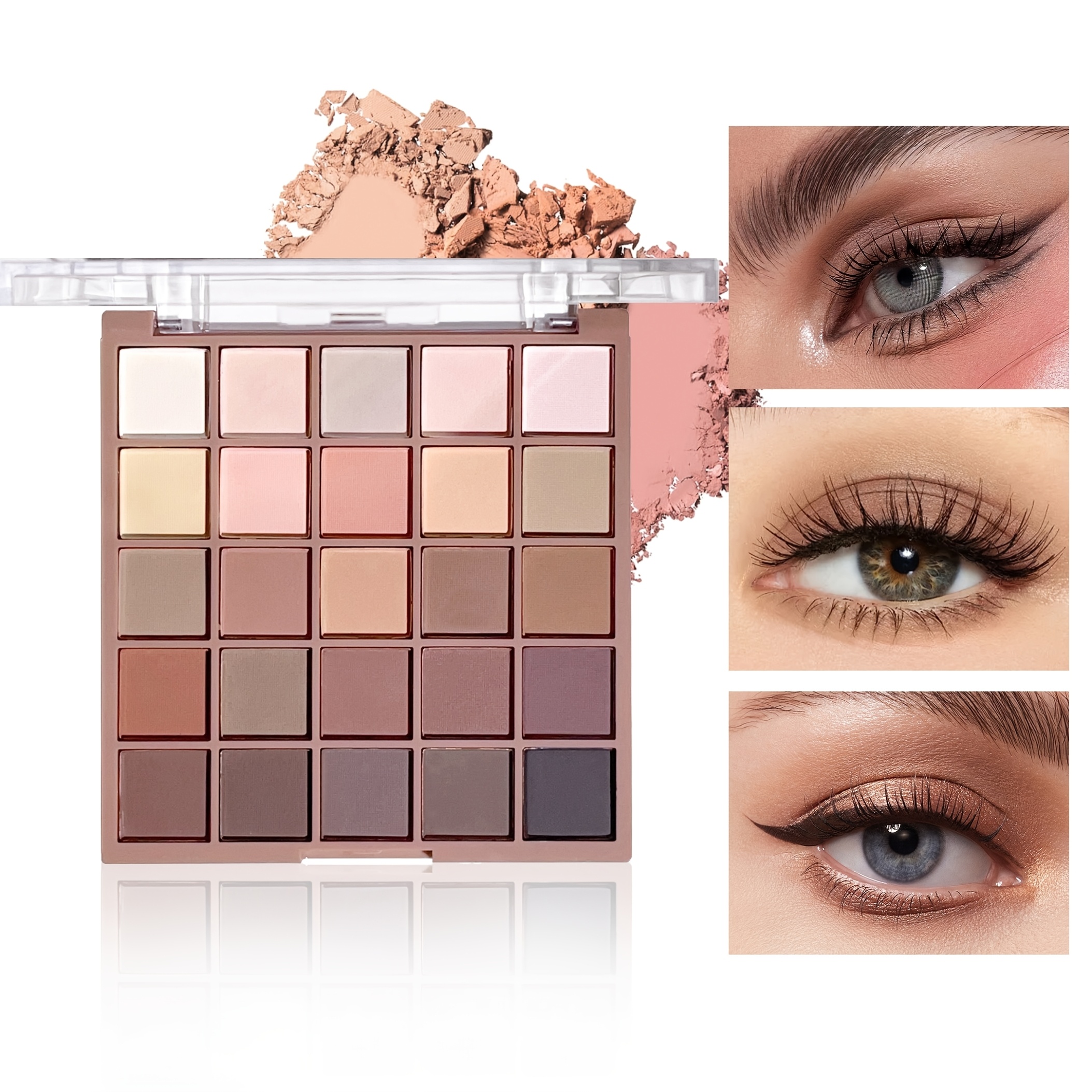 Image of 25 Color Eyeshadow Palette 1pc - Matte And Shimmer, High Brown Nude, Daily Stage Makeup
