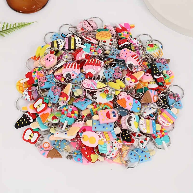 70 Random Mixed Style Cross-border Ice Cream Keychain Pvc Different Specifications Anime Ice Cream Key Chain Ladies Bag Key Additions