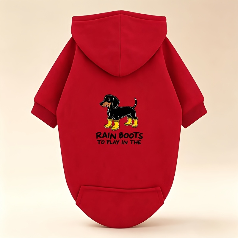 Yellow Rain Boots Dachshund Print Pocket Sweatshirt
