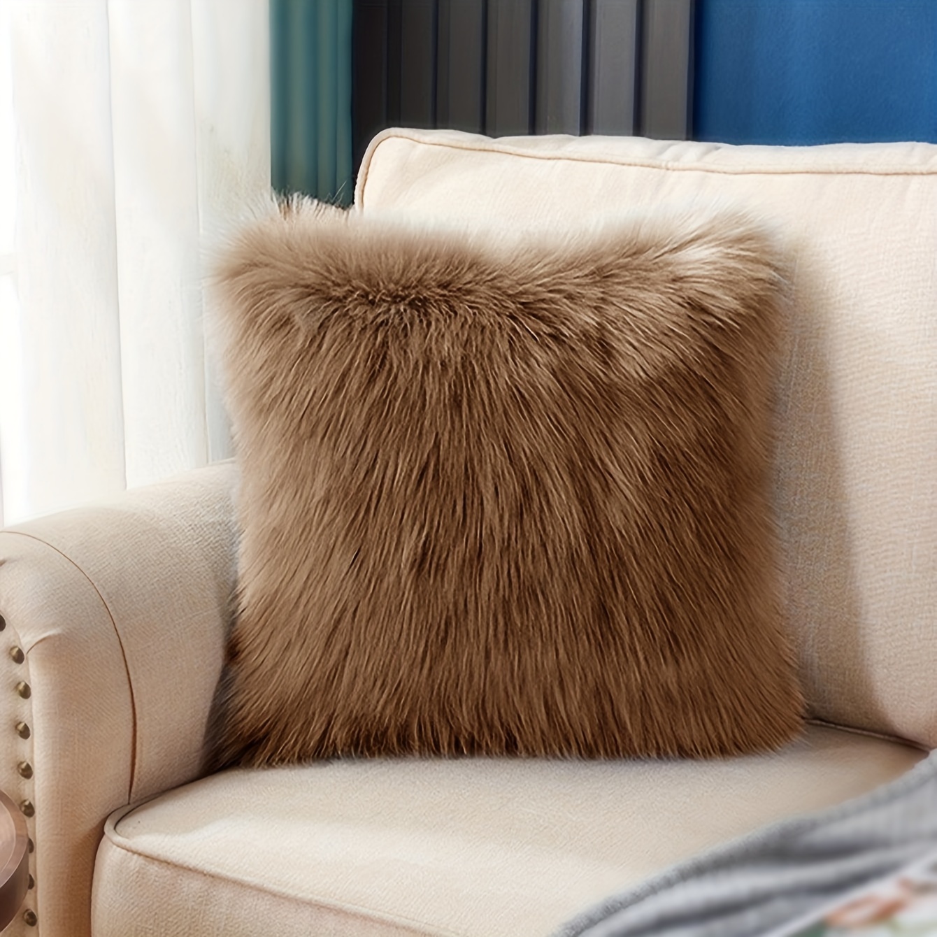 vintage inspired brown wool throw pillow Temu