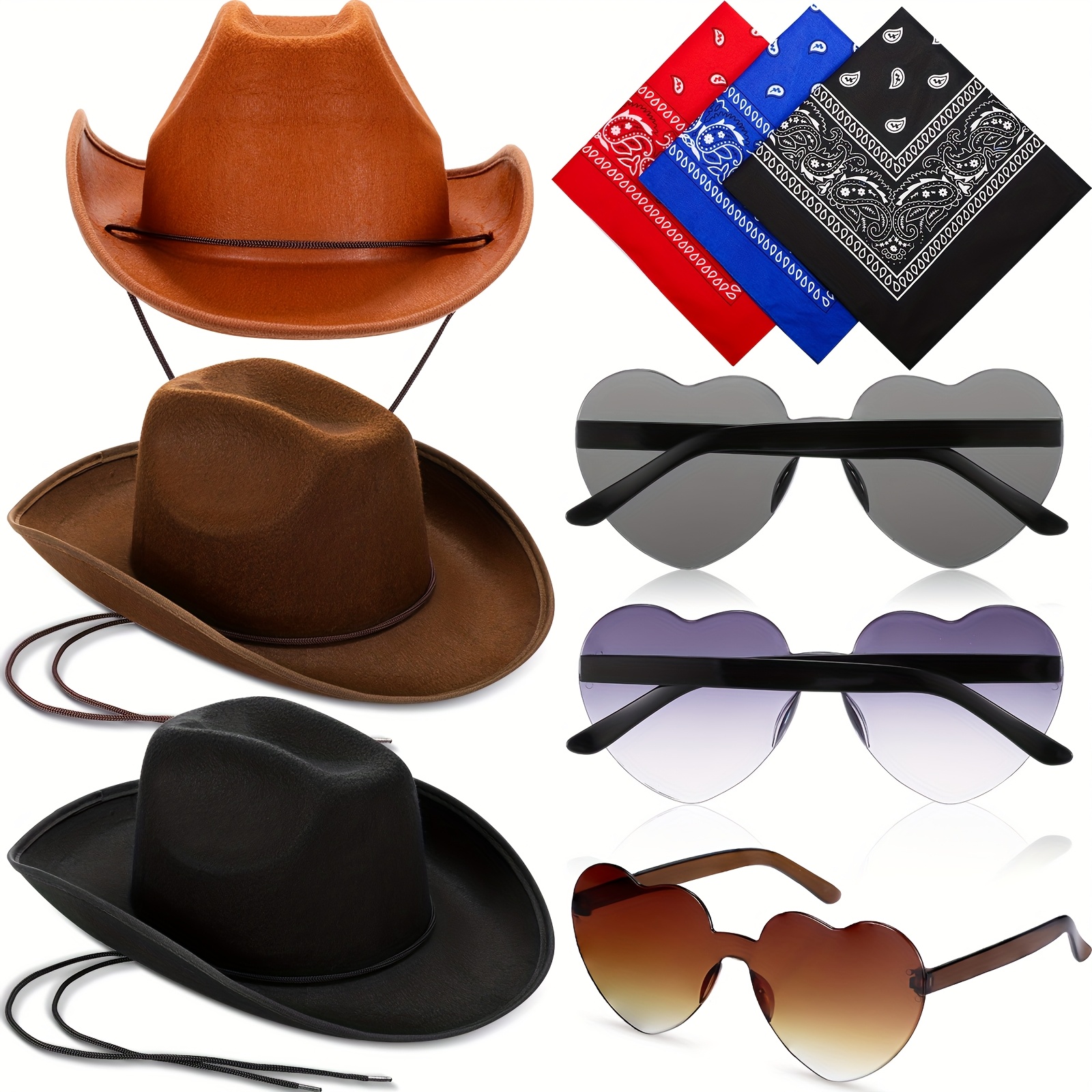 18pcs western cowboy plastic hat set 6 hats 6 - Temu display picture 3
