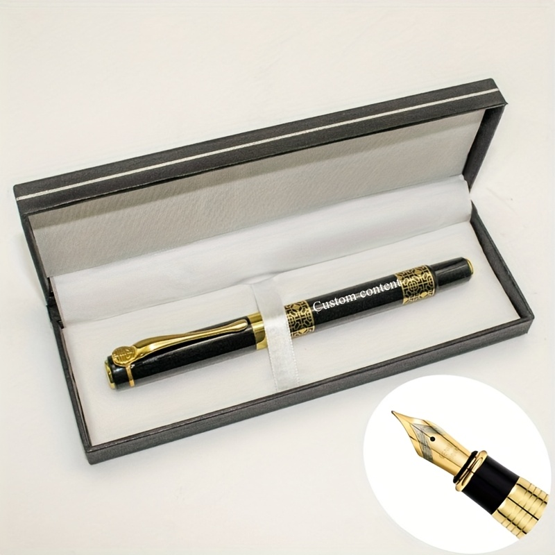 TEMU [customized Product]high-end Metal Engraved Fountain Pen, 1pc Pen+gift Box. Elegant And Personalized Gift For Men And Women And Office. Perfect