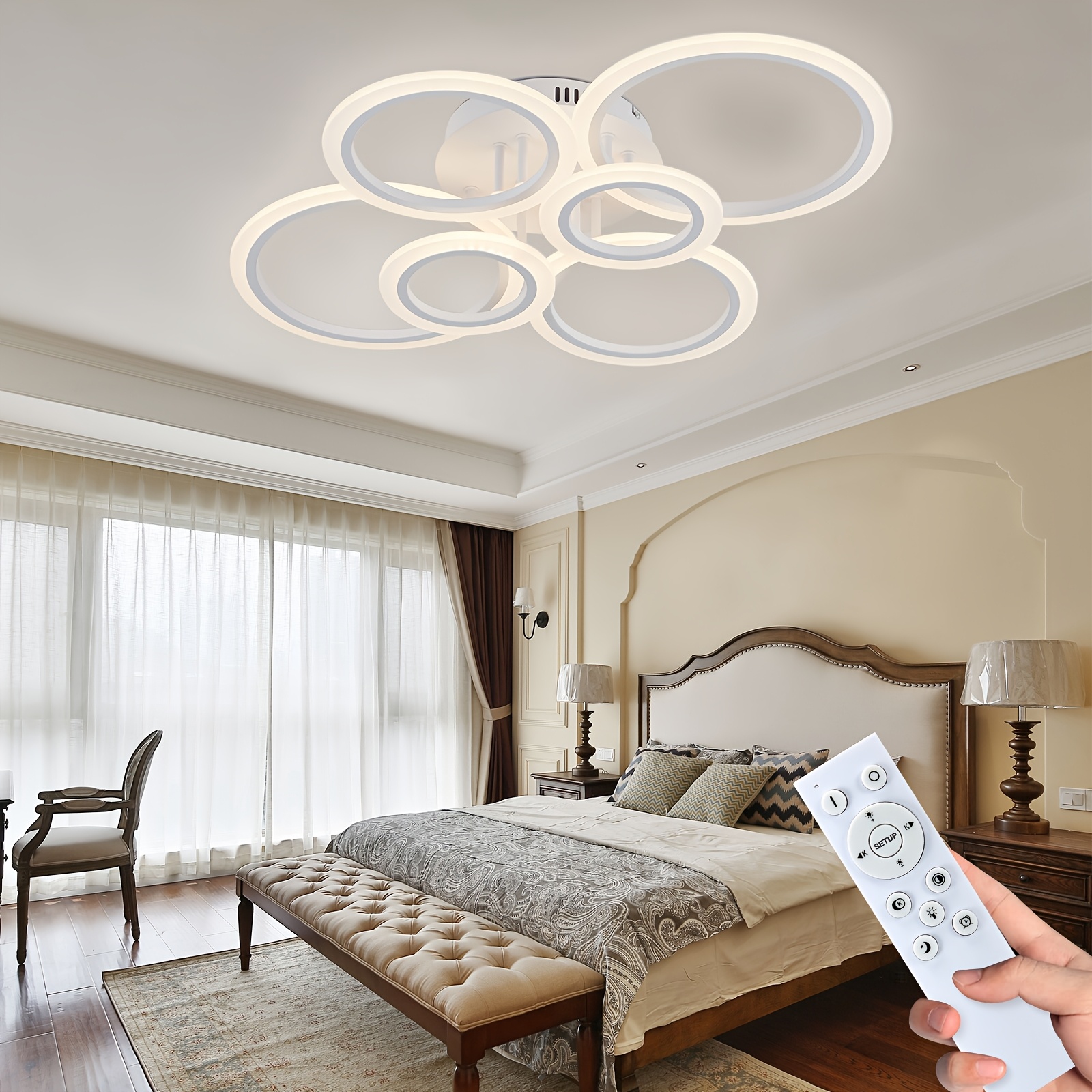 

Led Ceiling Light Fixture, 6 Ceiling Light Dimmable 31" 75w Dimmable 3000k-6500k, For , , , , Ah-yh4