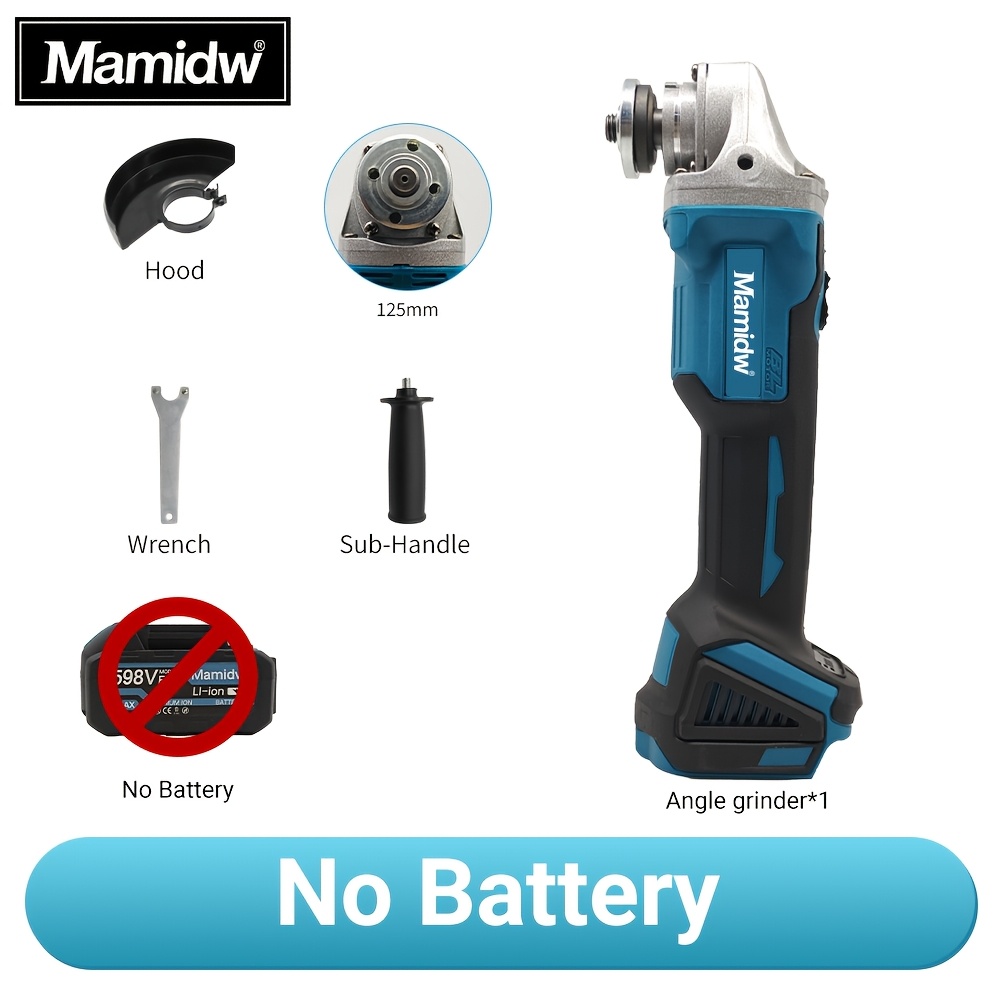 Image of Cordless Angle Grinder For Makita 18v | Brushless Motor For Metal/ Wood Grinding & Polishing, Heavy-duty Tool (tool Only, No Battery)
