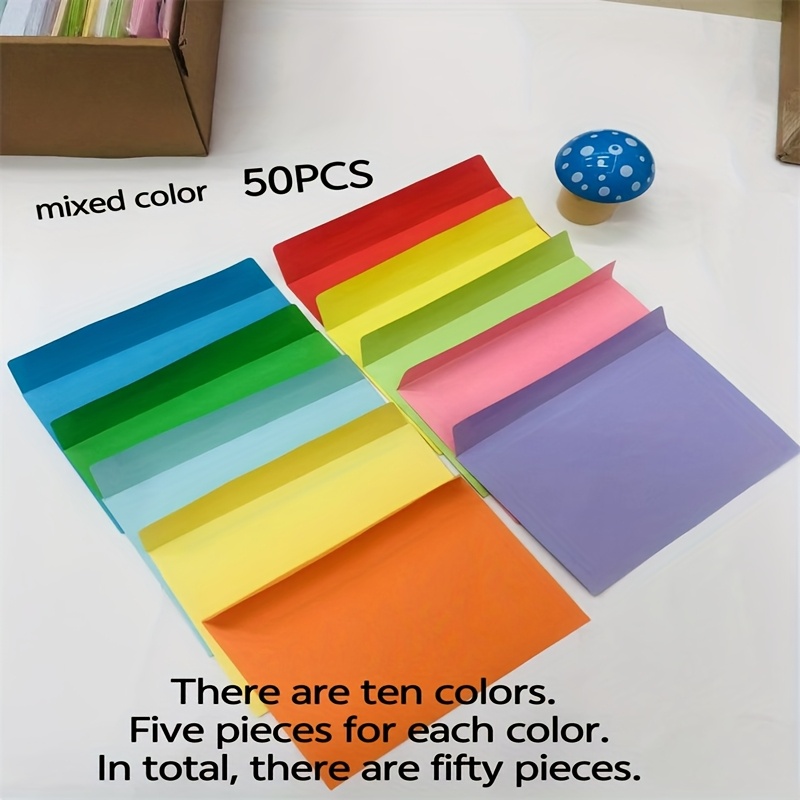 50 Sets Of A6 Invitation Envelopes 6.38*4.49, Suitable For 4*6 Cards - Self-sealing, Suitable For Invitations, Weddings, Parties, Greeting Cards, Photos, A Total Of 10 Colors
